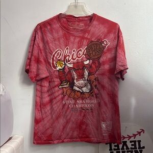 Mitchell & Ness Red Tie-Dye Chicago Bulls Tee